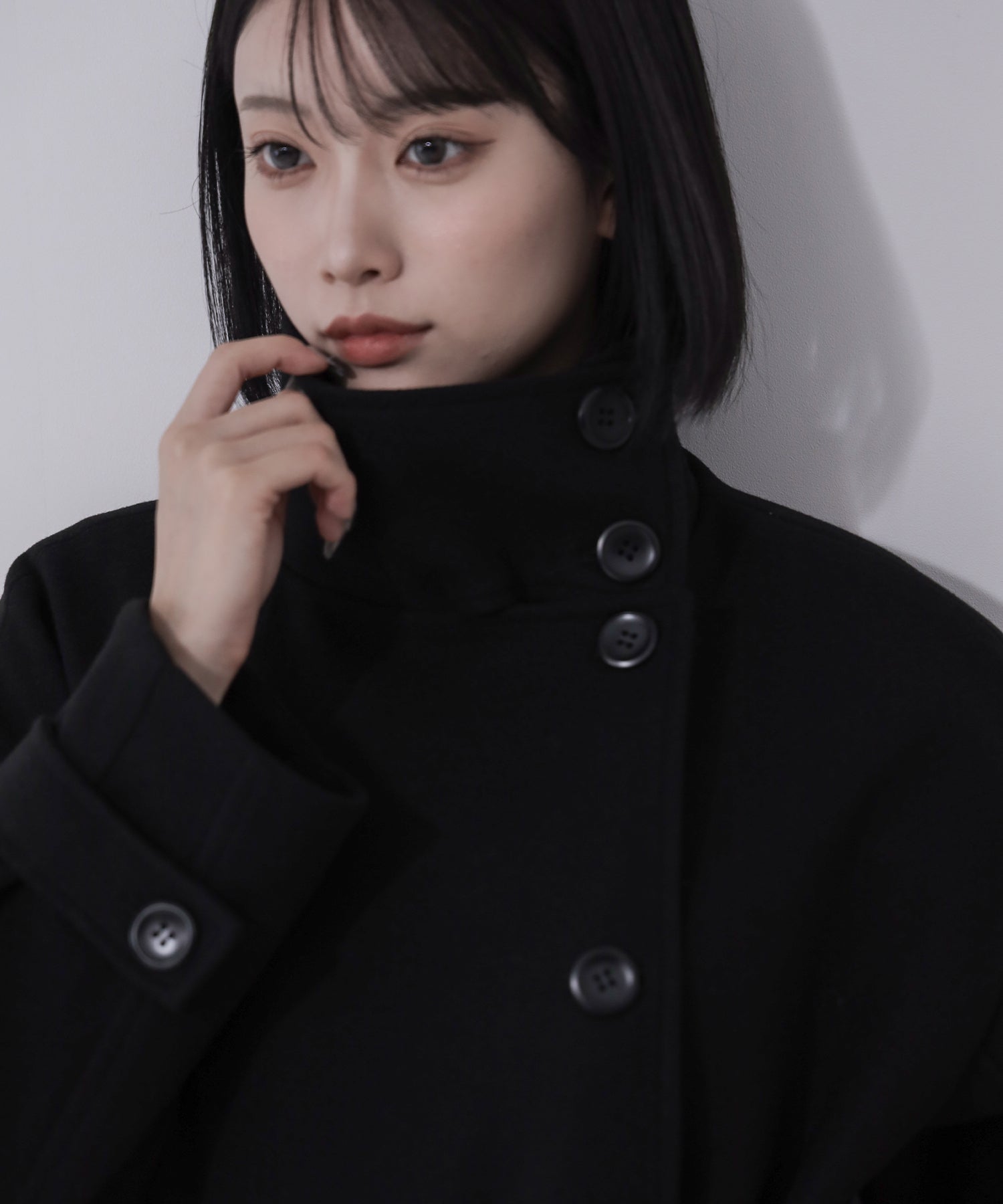 【 ウエストマークベルトSET 】2WAY スタンドカラーレディメルトントレンチロングコート / 2WAY stand collar lady melton trench long coat
