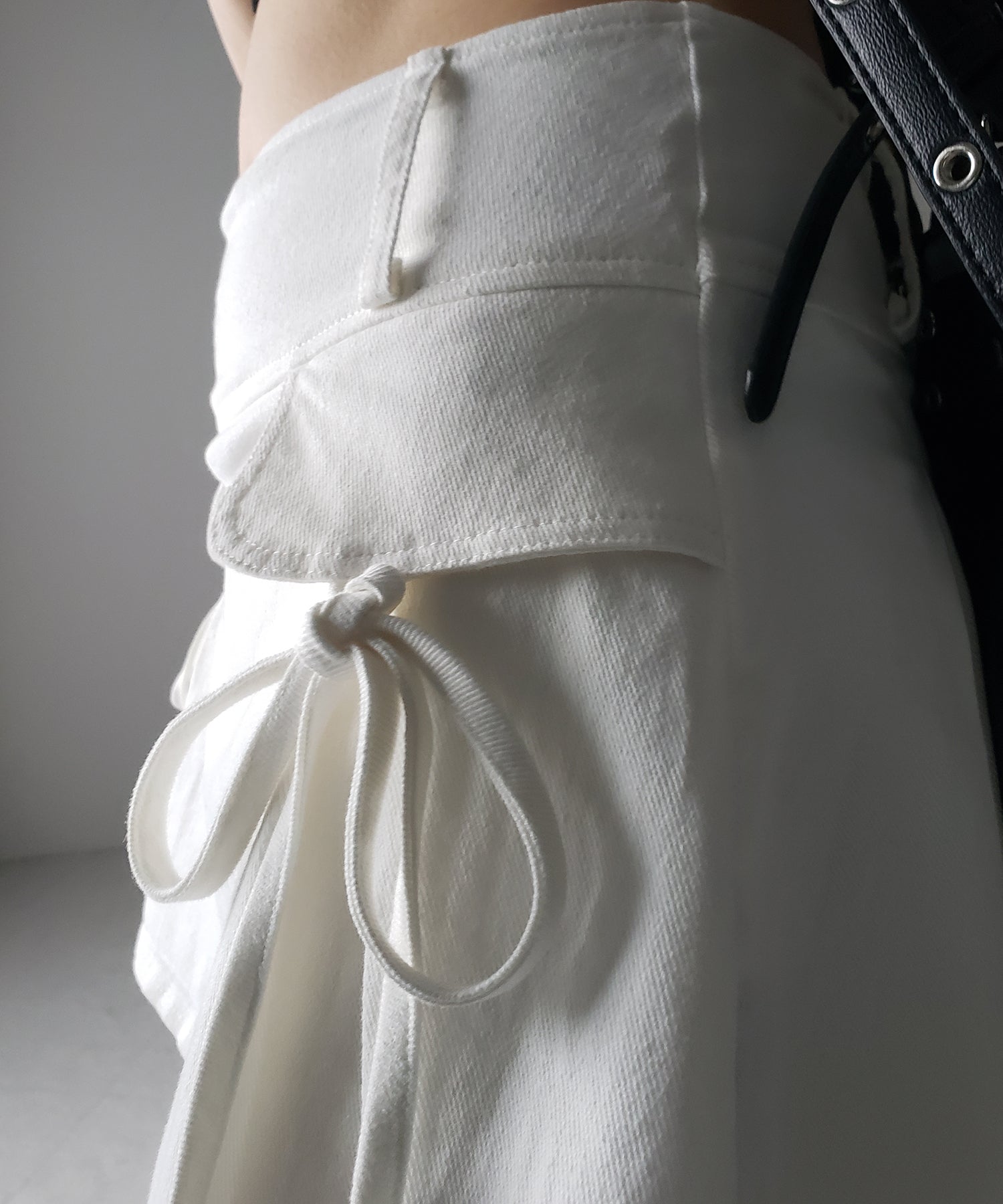 【 2color / 3size 】ヴィンテージライクリボンデニムミニスカパン / vintage like ribbon denim mini skirt pants