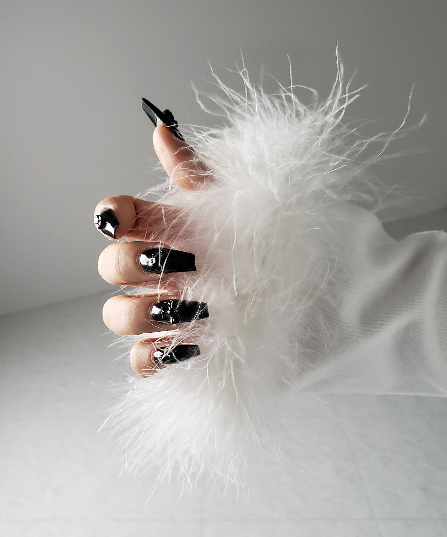 【 2color 】ファースリーブヘンリーネックリブトップス / fur sleeve henley neck lib tops