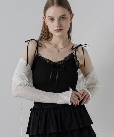 3サテンリボンレースリブキャミソール / three satin ribbon lace lib camisole