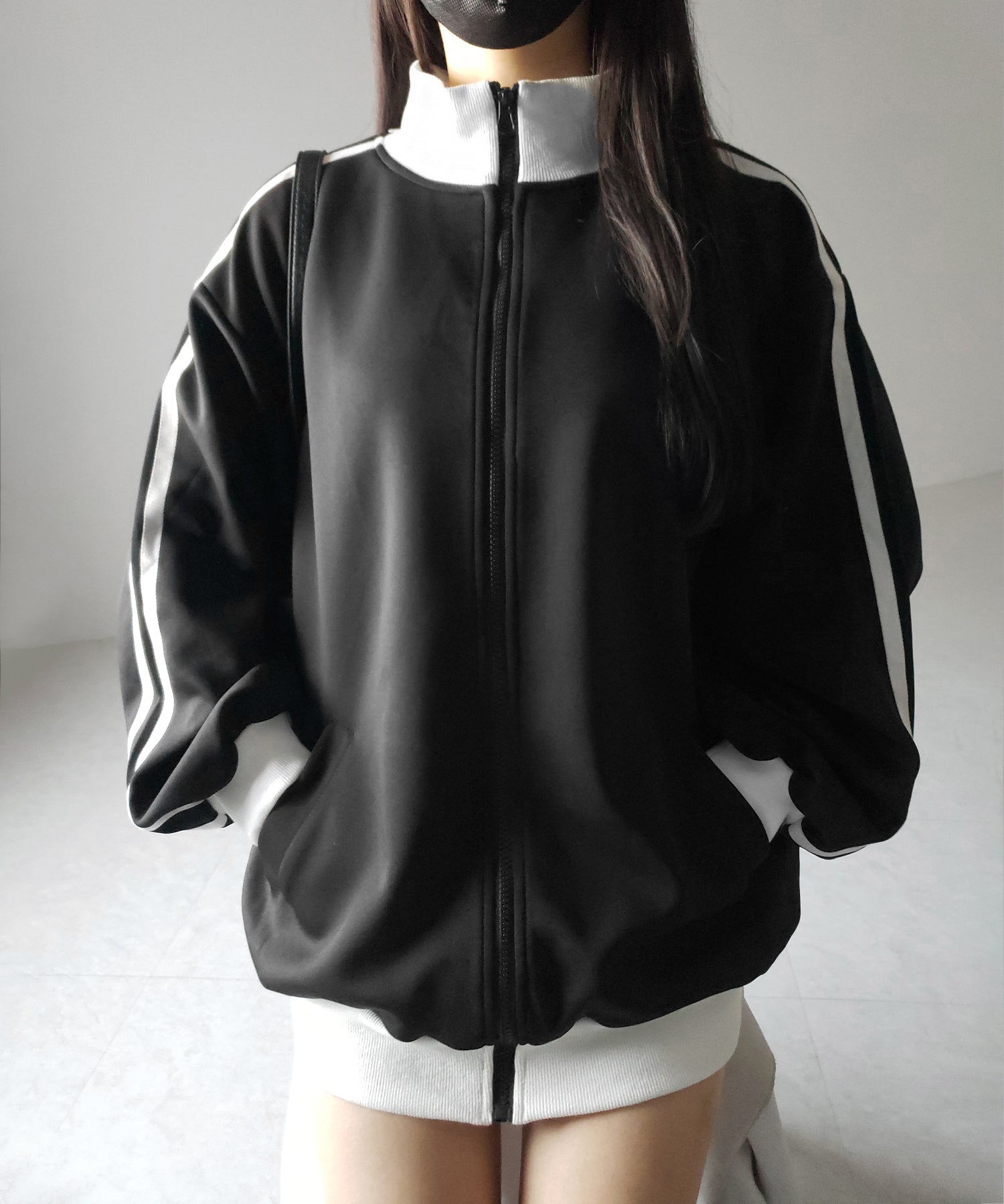 【 無地/配色を選べる2color 】サイドラインオーバーサイズトラックジャケット / sideline oversize track jacket