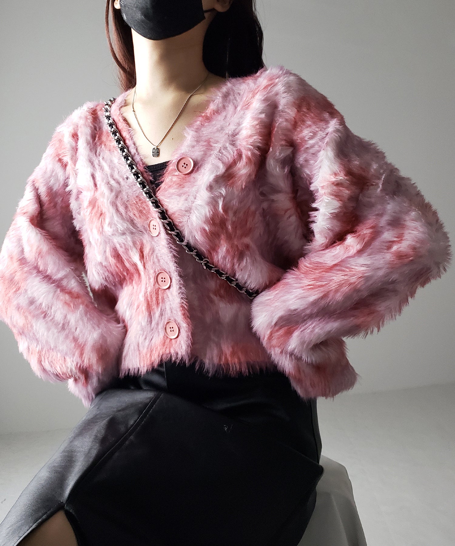 【 2color 】レオパードマーブルシャギーニットカーディガン / reopard marble knit shaggy cardigan