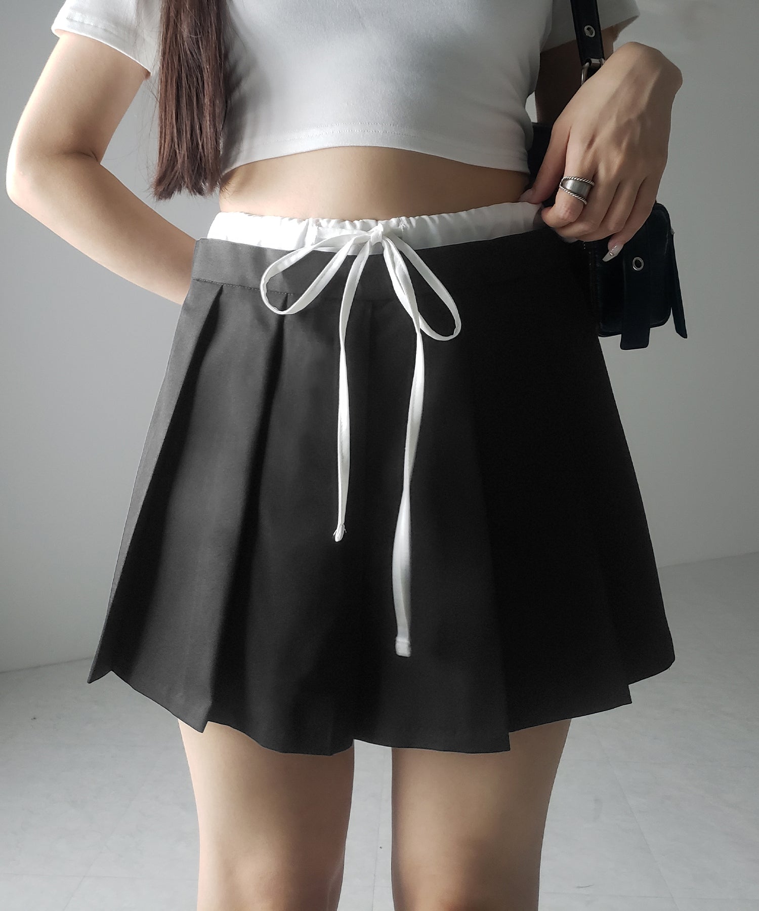 【 2color 】レイヤードプリーツミニスカパン / layered pleated mini skirt pants