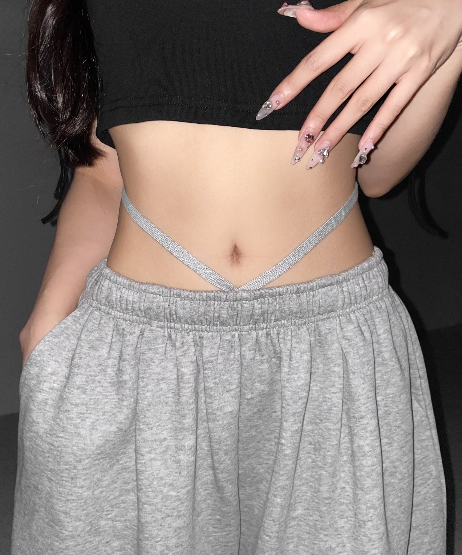 ウエストストリングタックワイドスウェットパンツ / waist string tack wide sweat pants