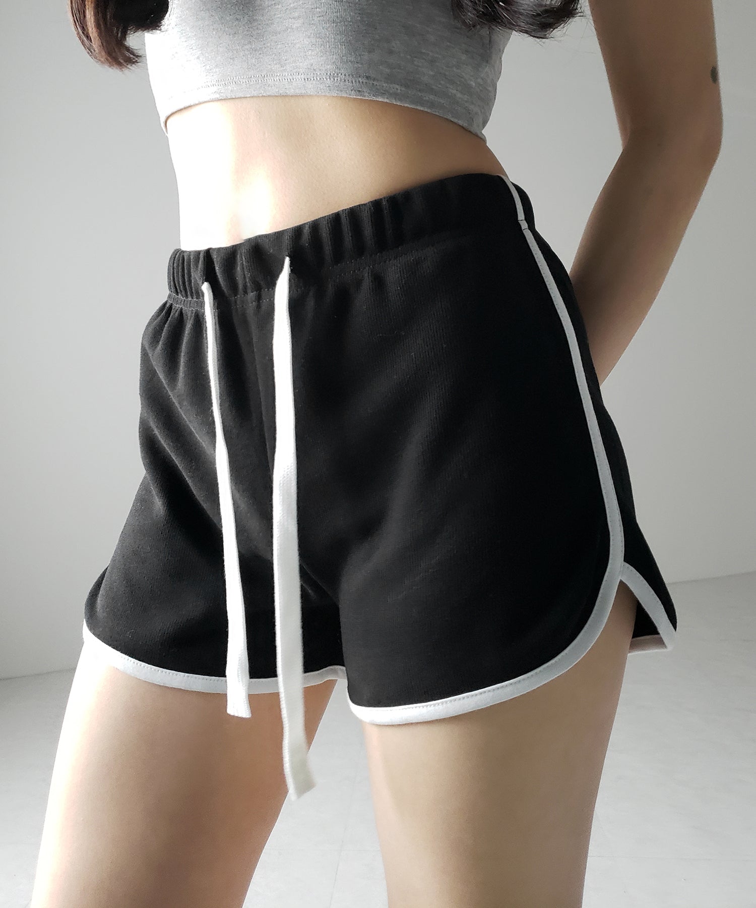 3color 】サイドラインパイピングスウェットショートパンツ