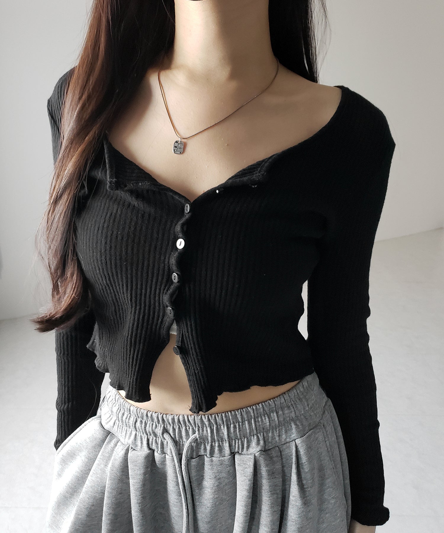 【 2点セット 】レイヤードレースシアーリブカットソーカーディガン / layered lace sheer rib cut and sew cardigan