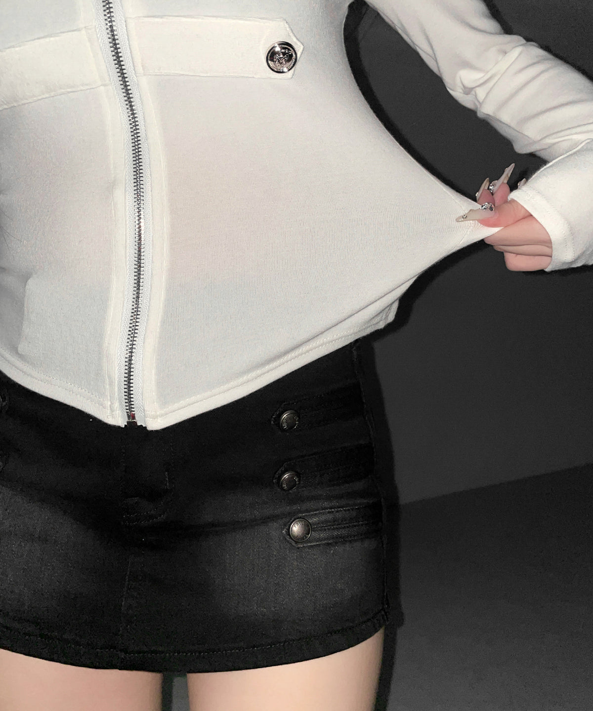 ナポレオンスタンドネックジップアップトップス / napoleon standneck zipup tops