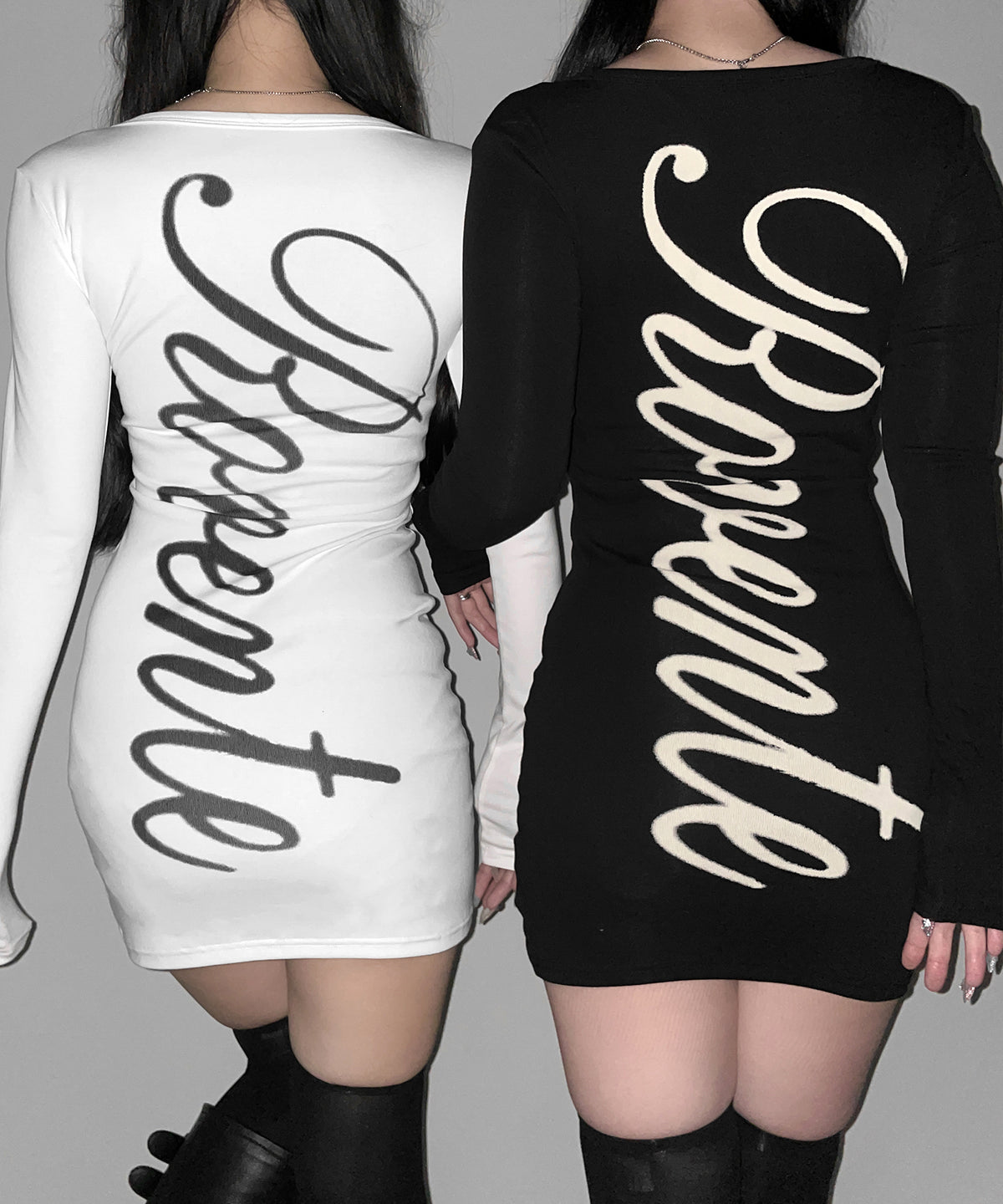 レタリングバックロゴスクエアタイトミニワンピース / lettering back logo square tight mini onepiece