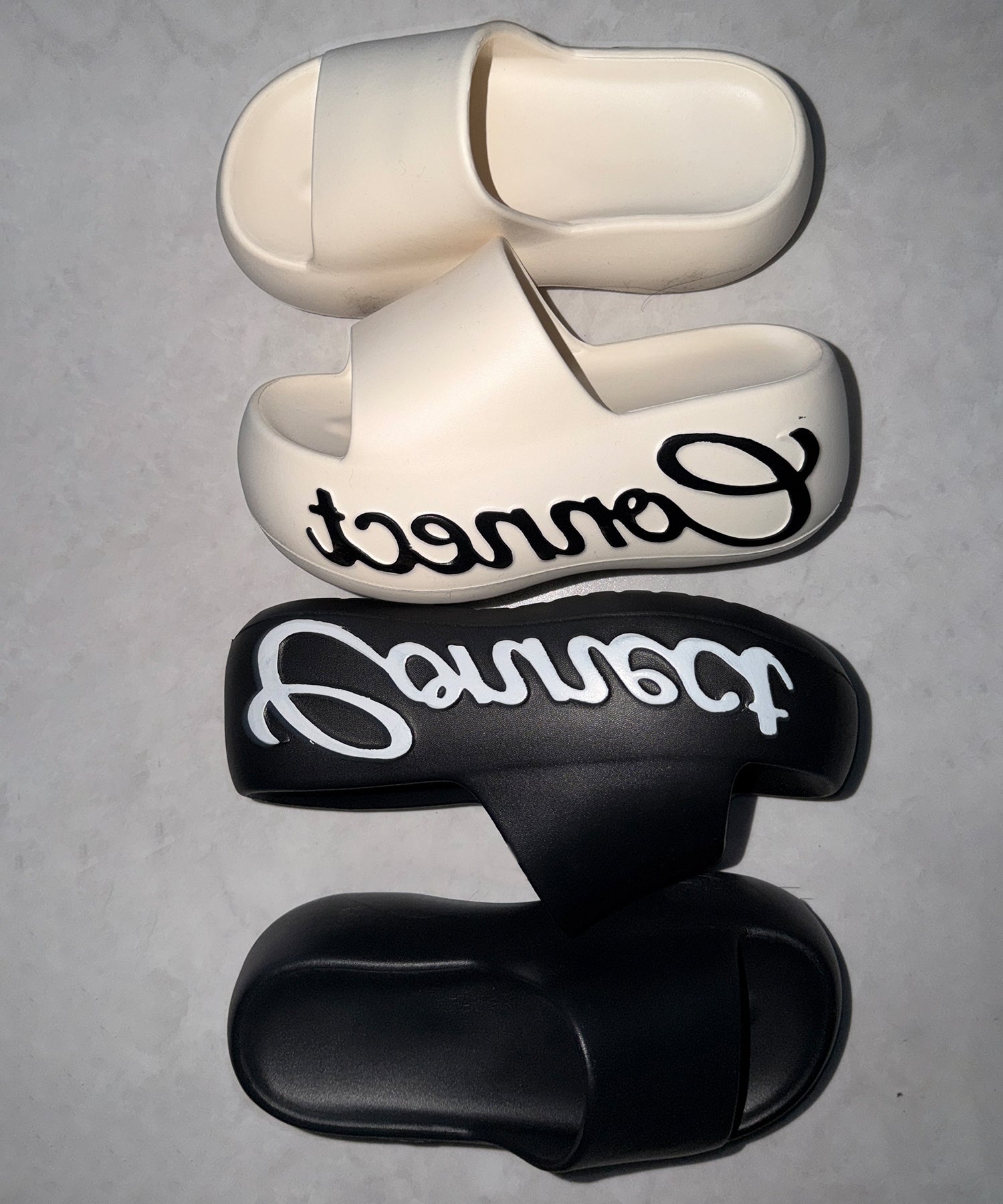 レタリングロゴ厚底スライドサンダル / lettering logo platform slide sandals