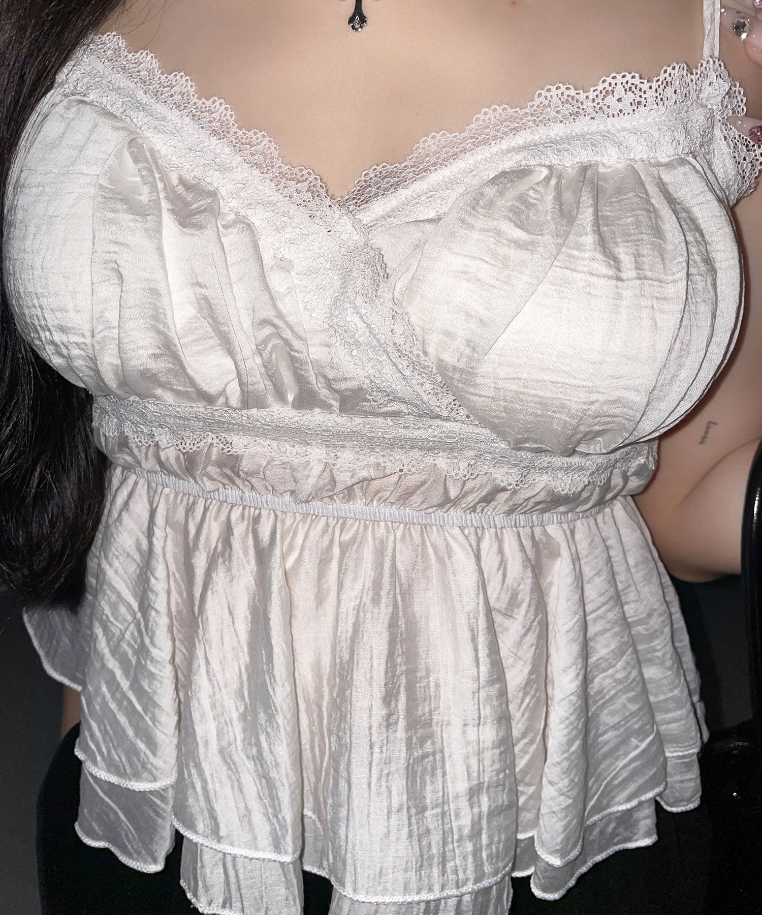 レースフリルペプラムキャミソール / lace frill peplum camisole