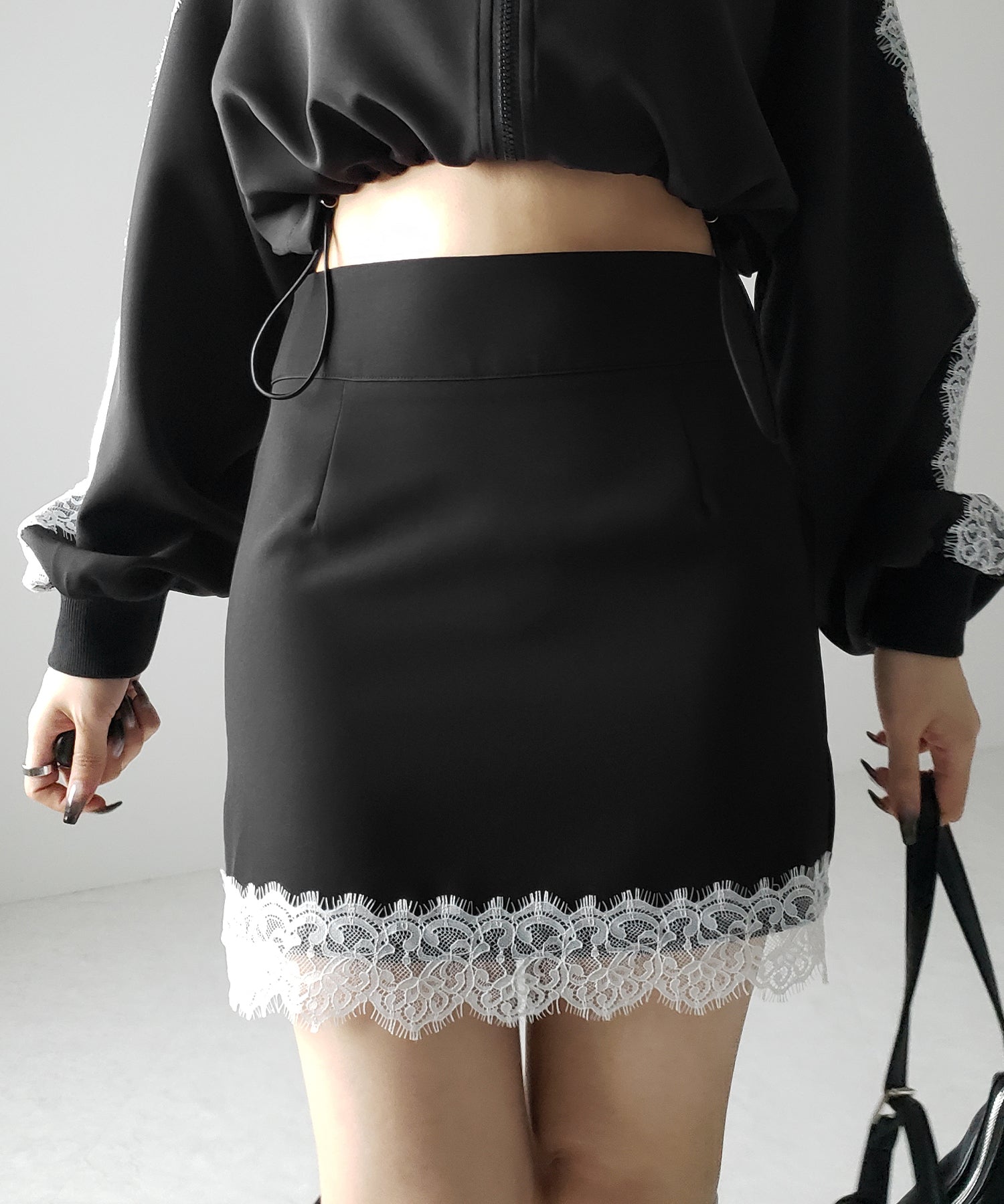【 セットアップ着用可能 】サイドラインハイウエストミニスカート / sideline high waist mini skirt