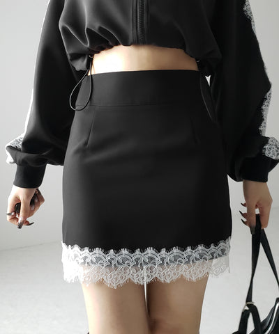 【 セットアップ着用可能 】サイドラインハイウエストミニスカート / sideline high waist mini skirt