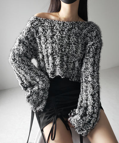 マシュマロダメージショートニット / marshmallow damage short knit