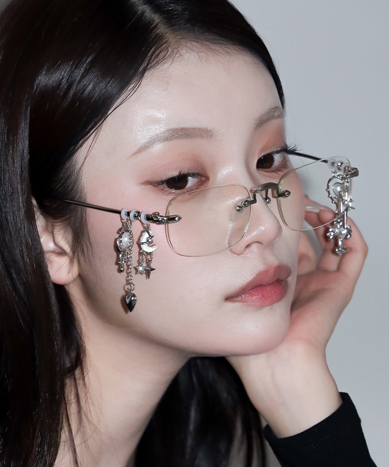 カスタムチャームリムレスメガネ /custom charm rimless glasses
