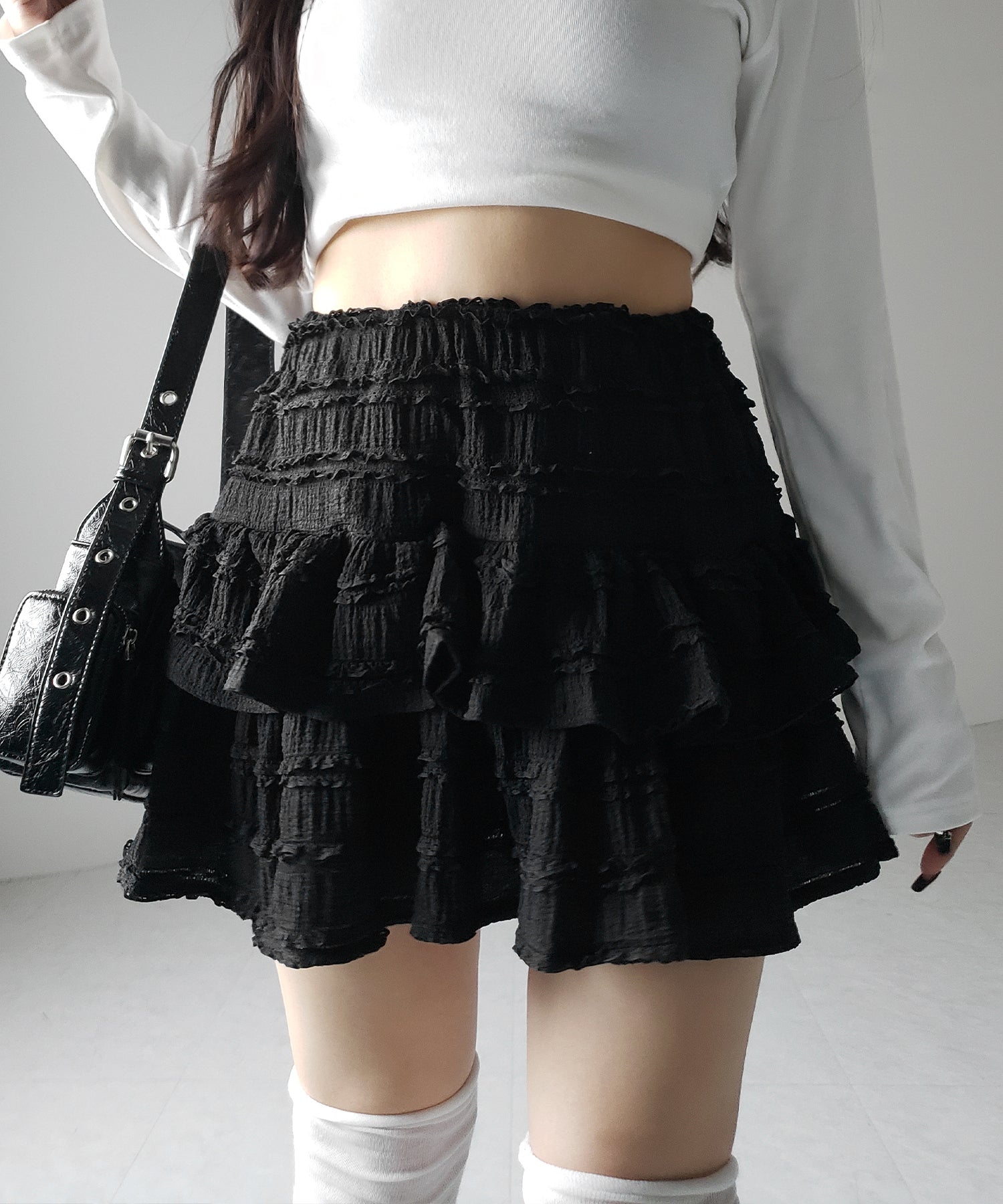 【 インパン裏地付 】ティアードフリルミニスカート / tiered frill mini skirt