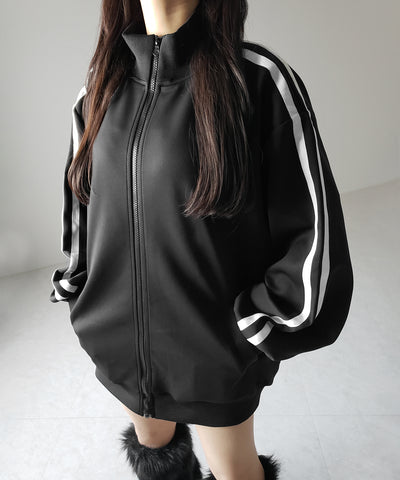 【 無地/配色を選べる2color 】サイドラインオーバーサイズトラックジャケット / sideline oversize track jacket