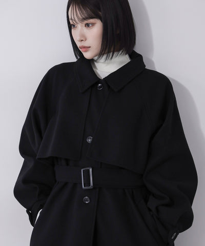 【 ウエストマークベルトSET 】2WAY ステンカラーレディメルトンロングコート / 2WAY soutien collar lady melton long coat