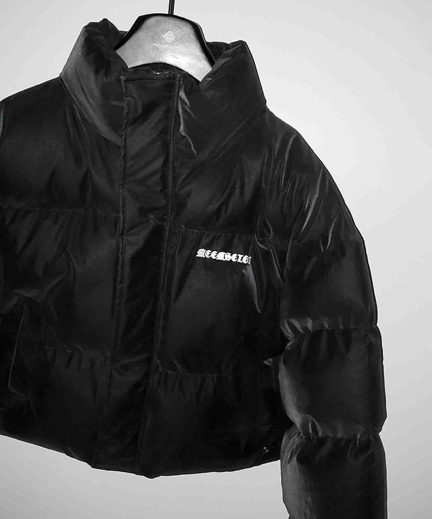 【 大好評につきロゴ無しバージョン追加! 】グランジロゴ刺繍ショートパフダウンジャケット / grunge logo embroidery short puff down jacket