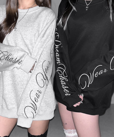 レタリングロゴ刺繍スウェットプルオーバー / lettering logo embroidery sweat pullover