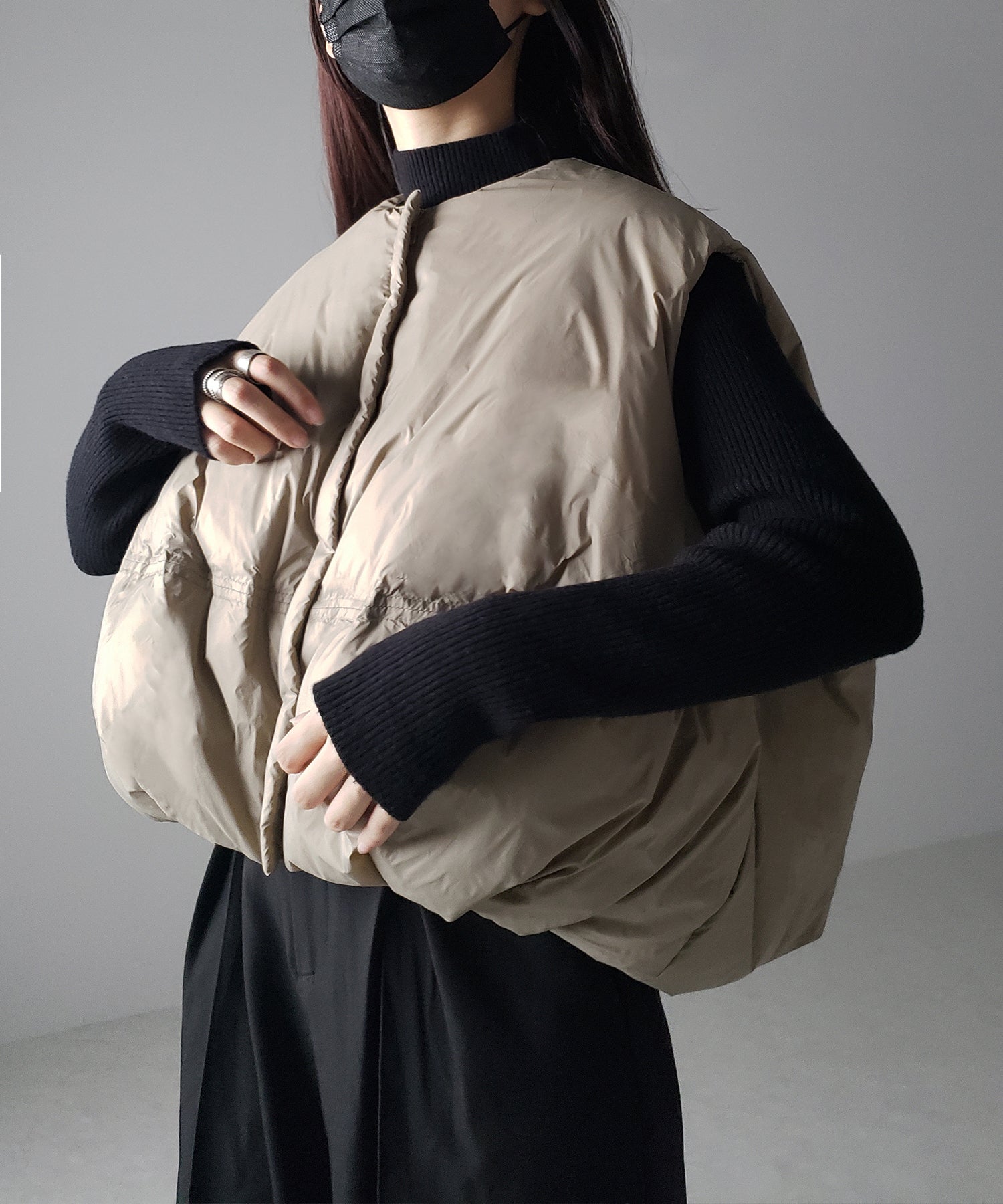 【 3color 】フラッフィーラウンドボリュームダウンベスト