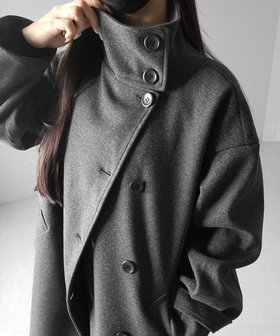 【 ウエストマークベルトSET 】2WAY スタンドカラーレディメルトントレンチロングコート / 2WAY stand collar lady melton trench long coat