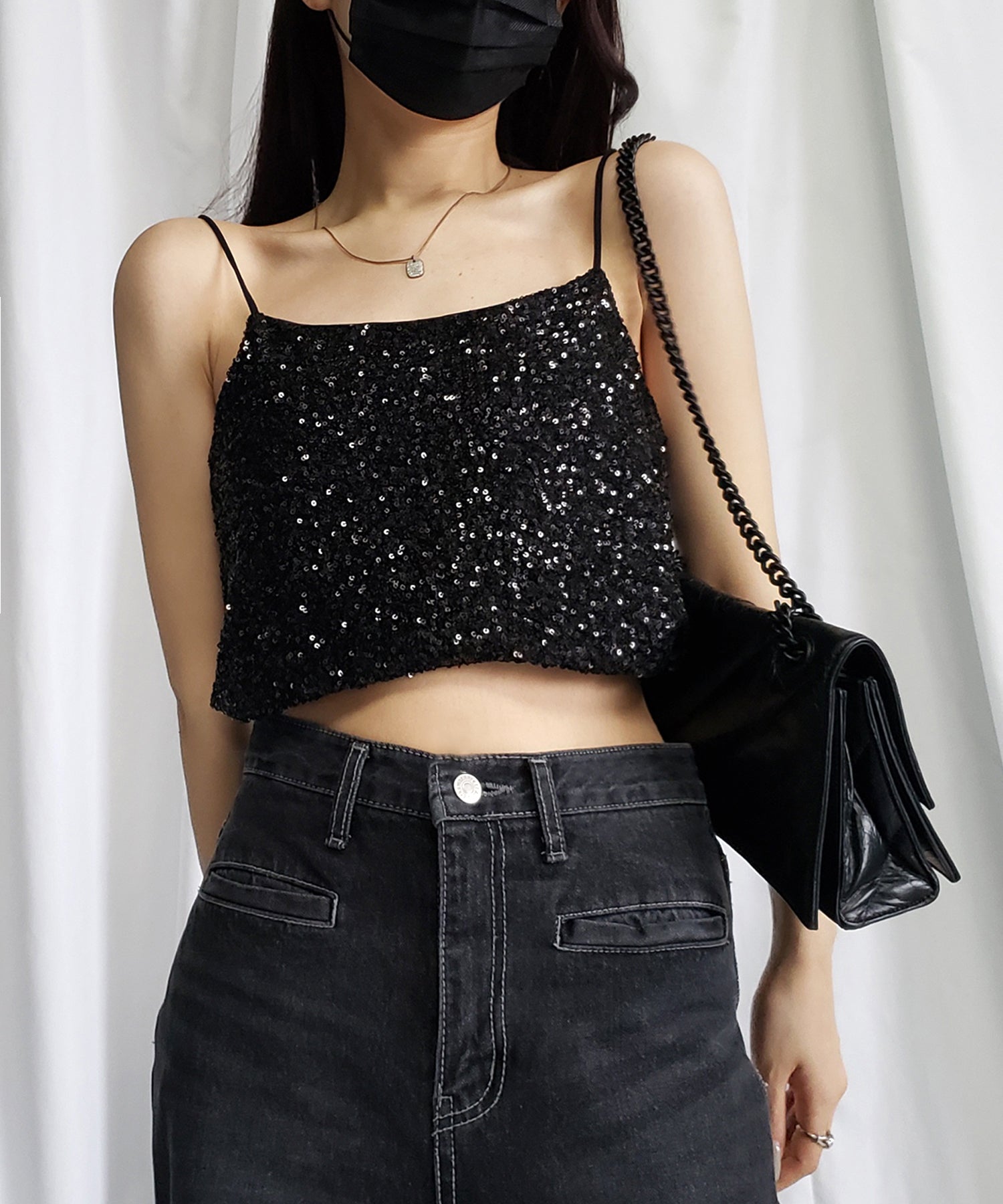 グリッタースパングルショートキャミソール / glitter spangle short camisole