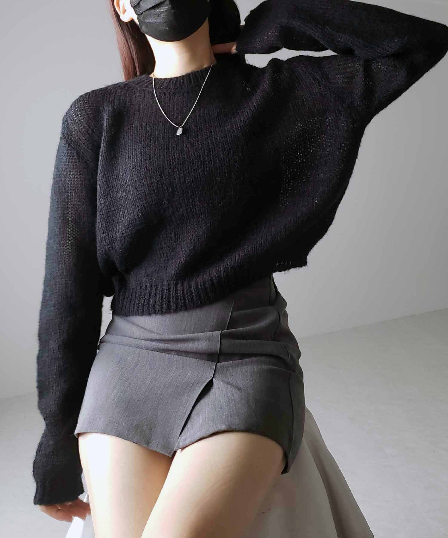 【 4color 】モヘアライクショートシアーニット