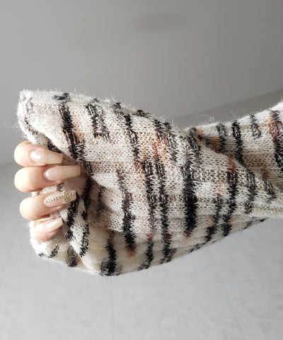 メランジルーズシアーリブニット / melange loose sheer rib knit