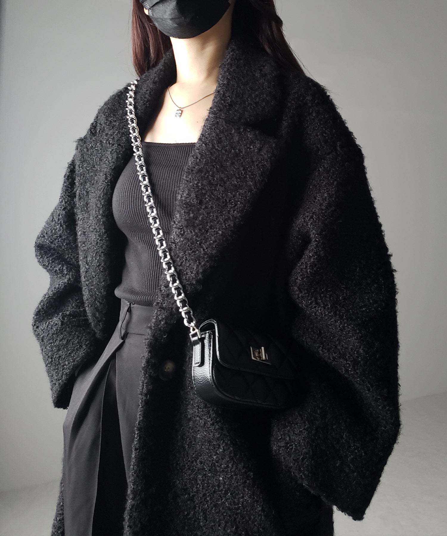 【 3color 】オーバーサイズボアウールロングチェスターコート