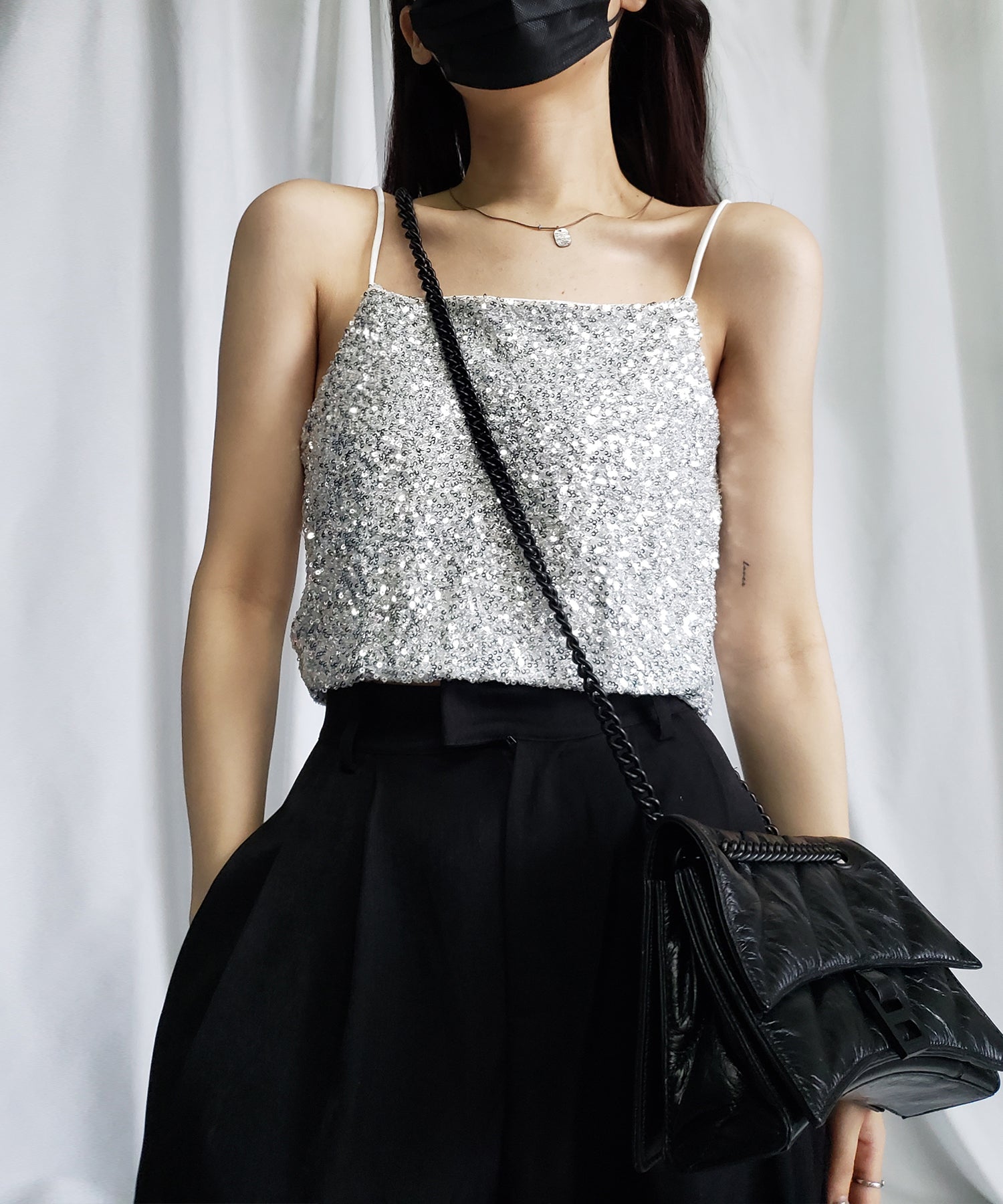 グリッタースパングルショートキャミソール / glitter spangle short camisole