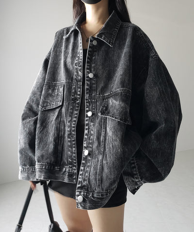 【 デニムセットアップ着用可能 】ヴィンテージケミカルブリーチボーイフレンドデニムジャケット / vintage chemical bleach boyfriend denim jacket