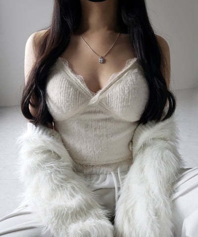 【 カップ付き 】シャギーファーショートビスチェキャミソール / shaggy fur short bustier camisole