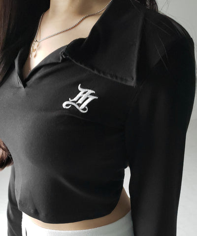 M LOGO スキッパーショートTシャツ / M LOGO skipper neck short T-shirt