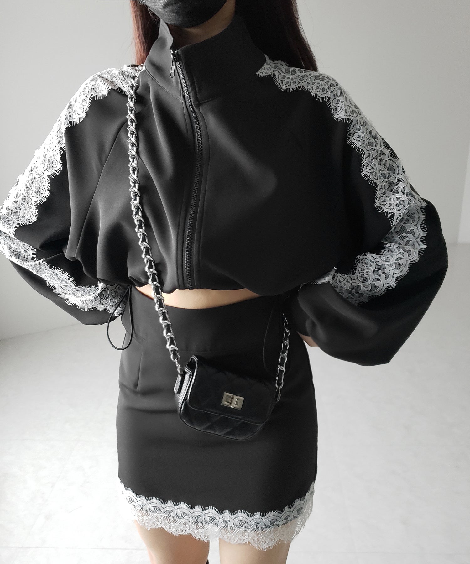 【 セットアップ着用可能 】サイドラインハイウエストミニスカート / sideline high waist mini skirt