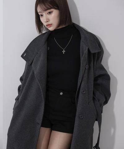 【 ウエストマークベルトSET 】2WAY スタンドカラーレディメルトントレンチロングコート / 2WAY stand collar lady melton trench long coat