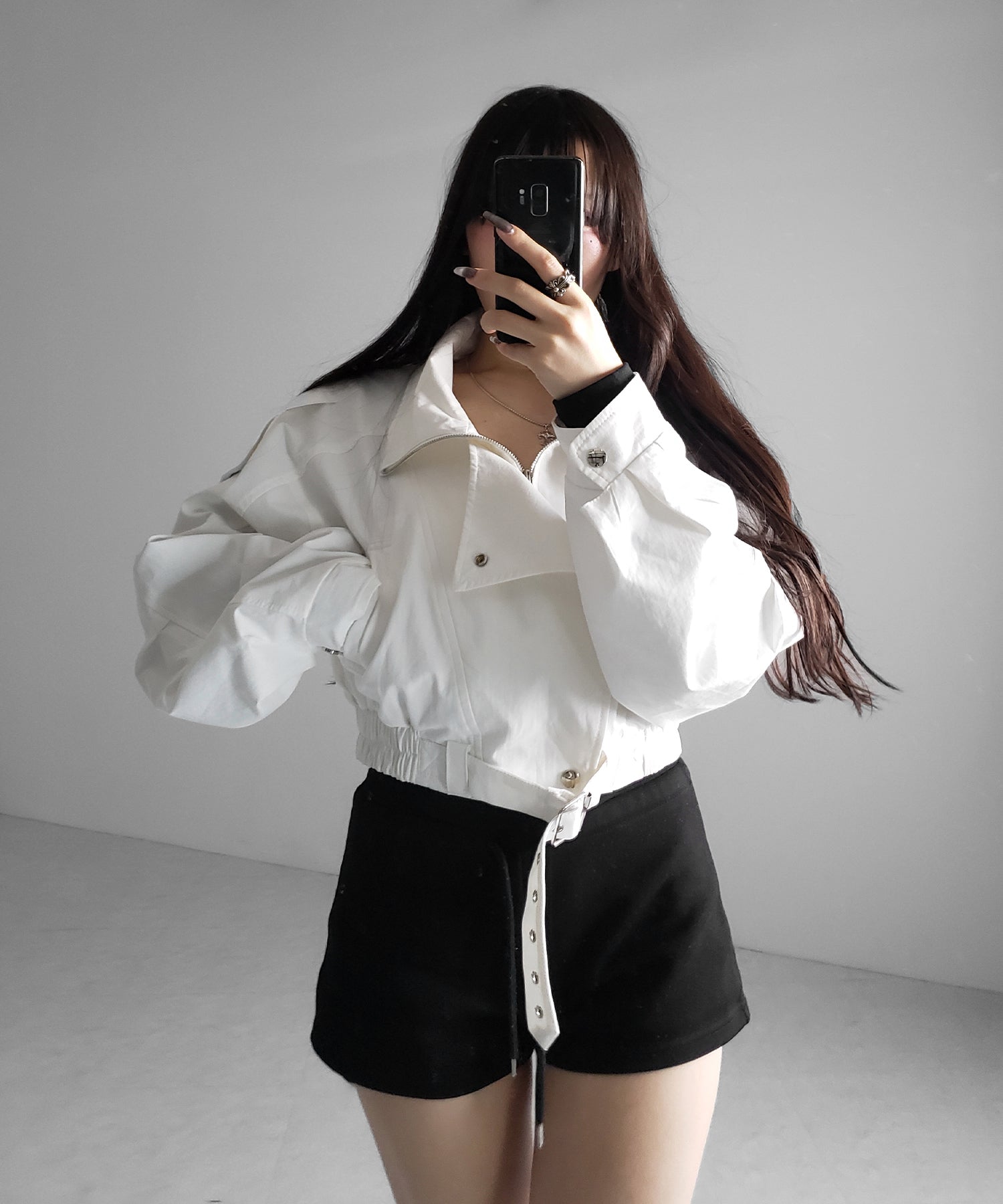 レタリングバックロゴスタンドカラーショートブルゾン / lettering back logo stand collar short blouson
