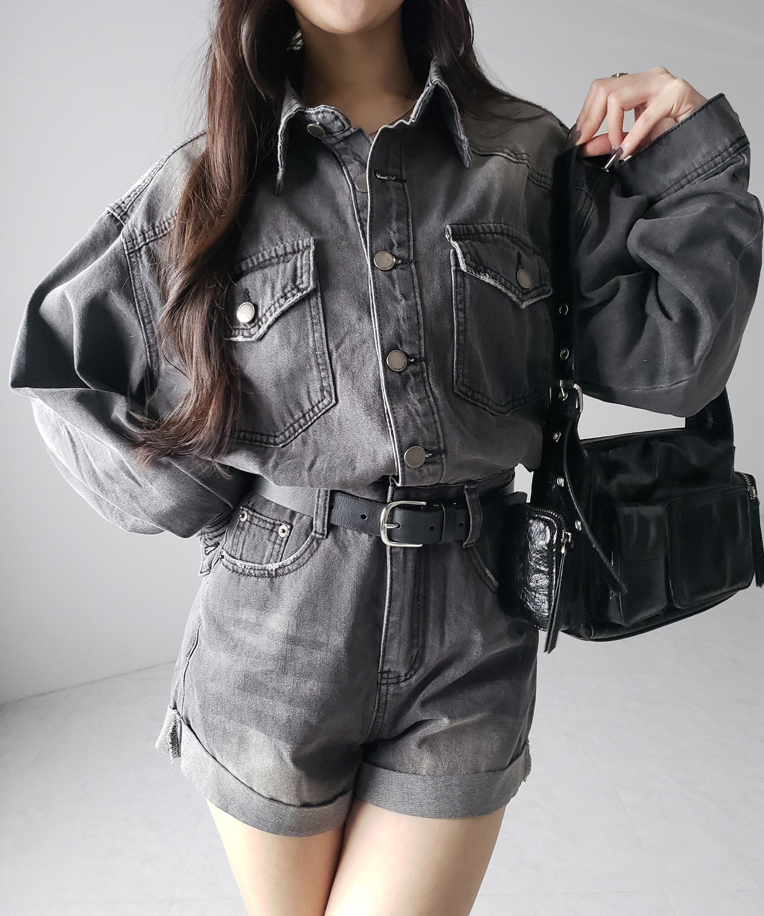 ヴィンテージデニムハイウエストミニオールインワン / vintage denim high waist mini allinone