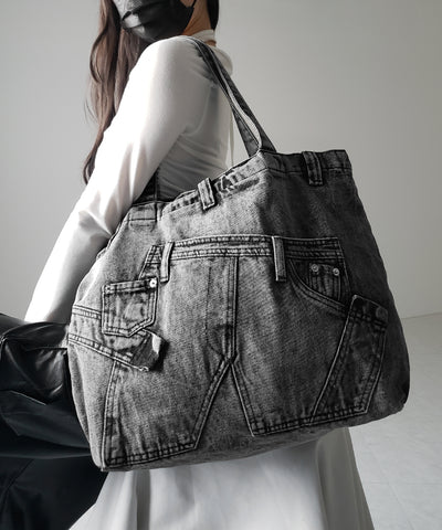 ヴィンテージドッキングウォッシュデニムバッグ / vintage docking washed denim bag