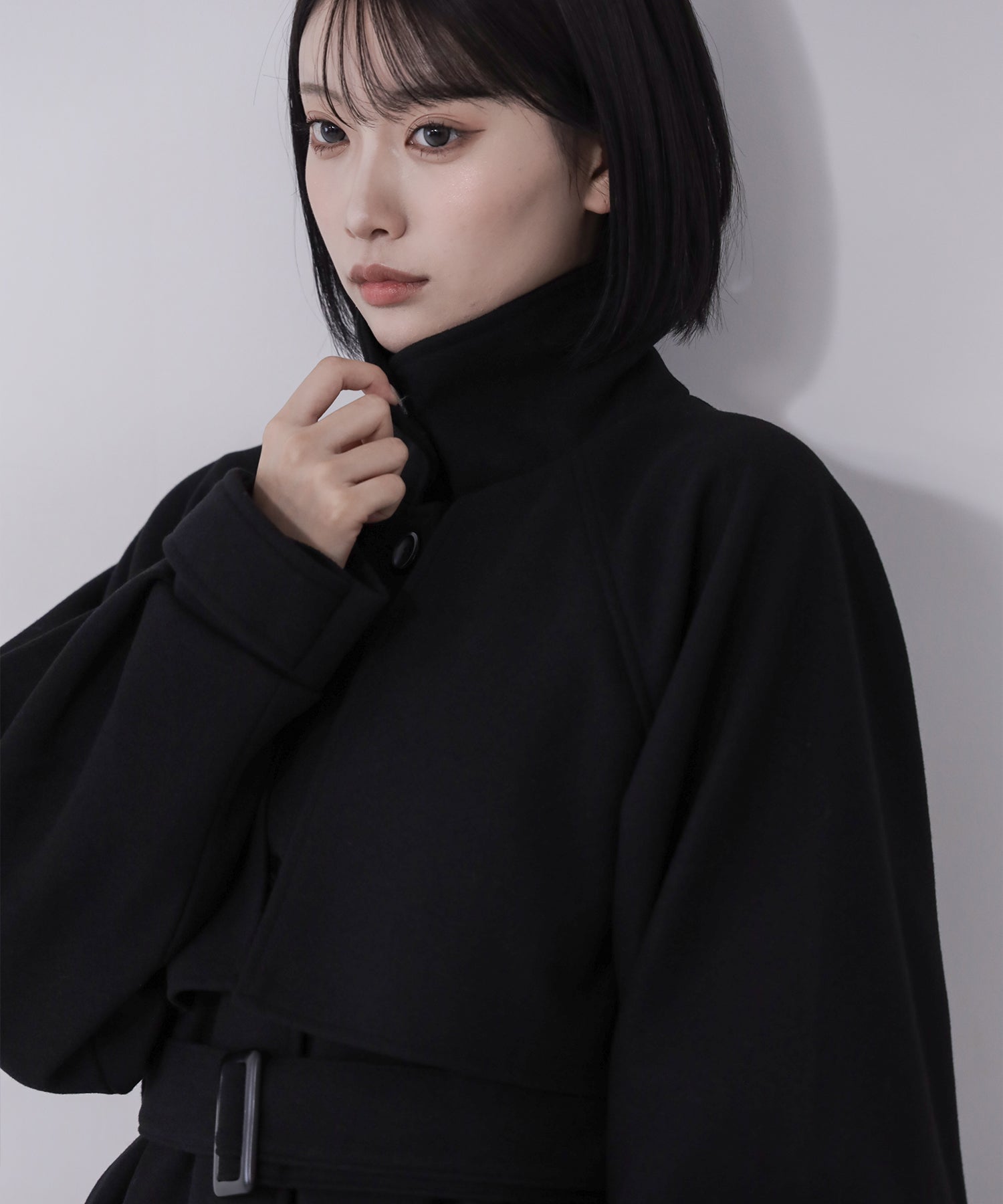 【 ウエストマークベルトSET 】2WAY ステンカラーレディメルトンロングコート / 2WAY soutien collar lady melton long coat