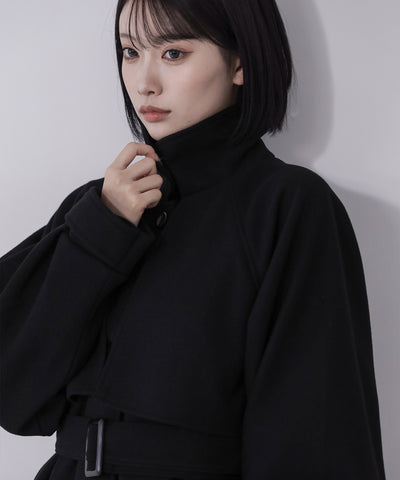 【 ウエストマークベルトSET 】2WAY ステンカラーレディメルトンロングコート / 2WAY soutien collar lady melton long coat