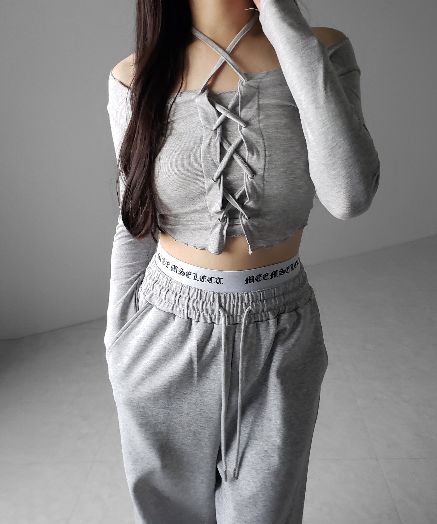 ウエストグランジロゴスウェットワイドパンツ / waist grunge logo sweat wide pants