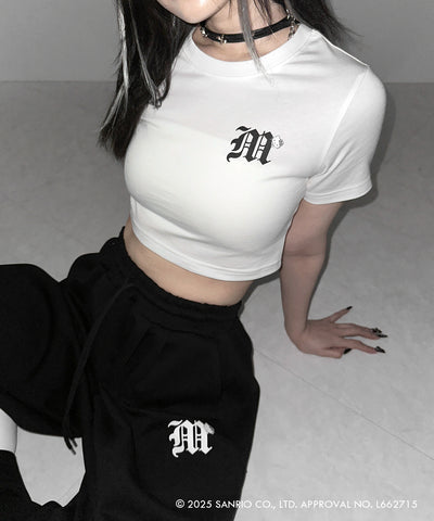 【 HELLO KITTY × me+em select 】ハローキティM LOGO ワイドスウェットパンツ / Hello Kitty M Logo wide sweatpants 【 セットアップ着用可能 】