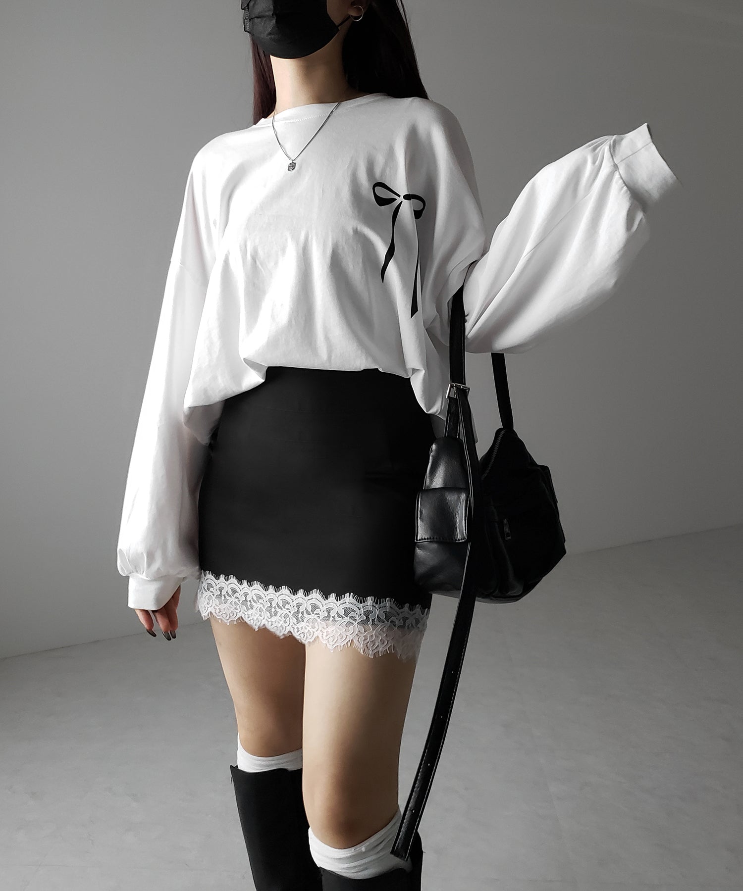 【 セットアップ着用可能 】サイドラインハイウエストミニスカート / sideline high waist mini skirt