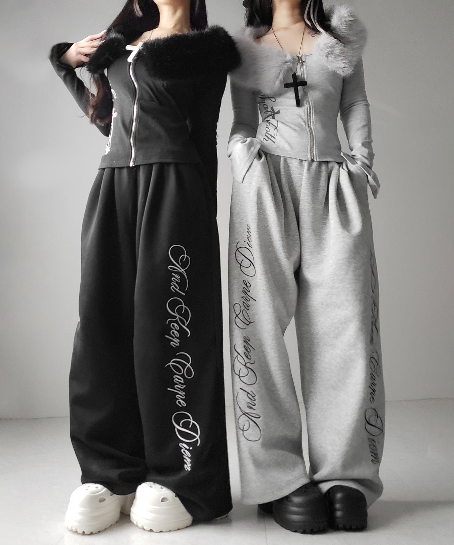 フェイクファー厚底クロッグサンダル / Fake fur platform clog sandals