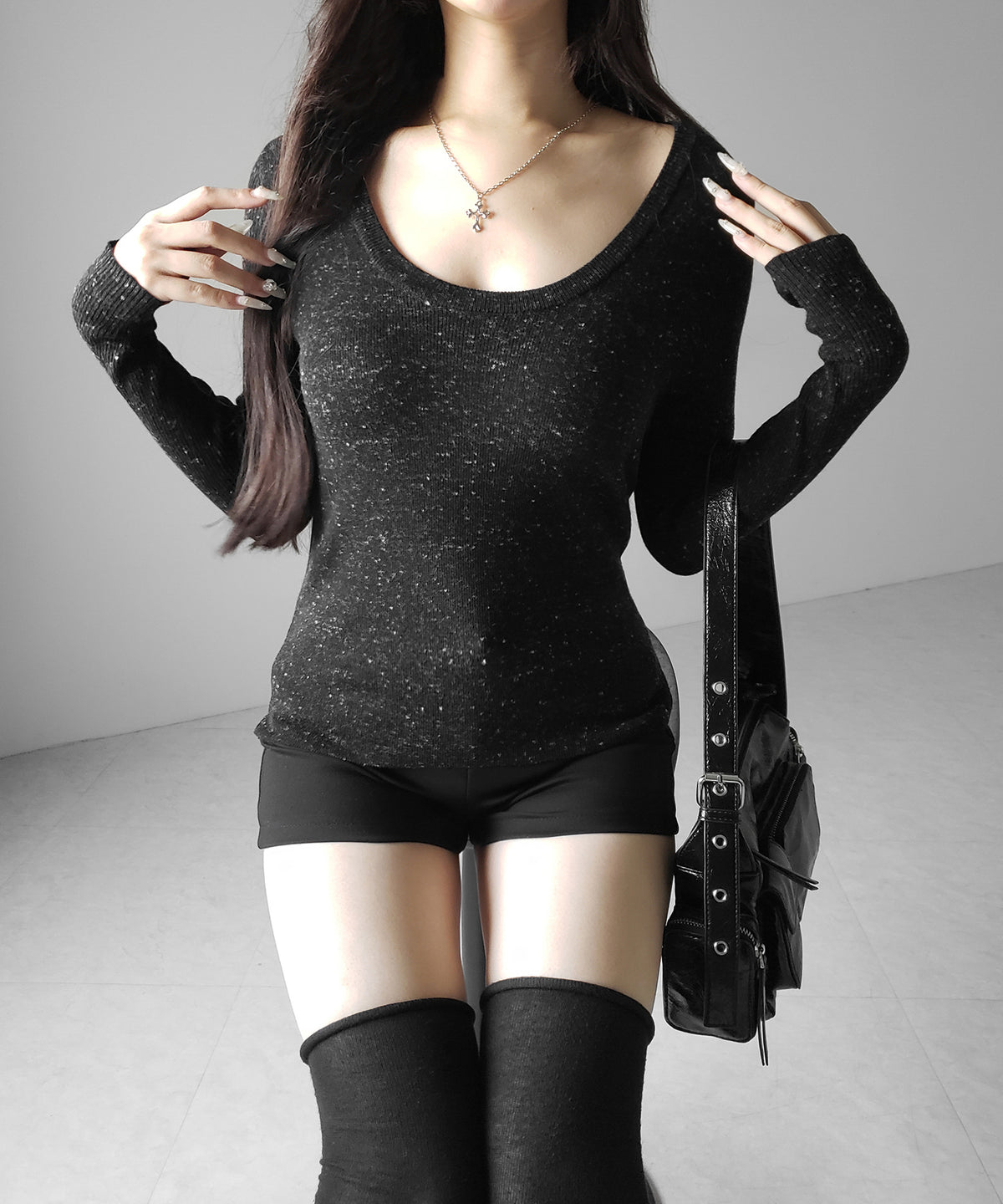メランジネップルーズニットトップス / melange nep loose knit tops