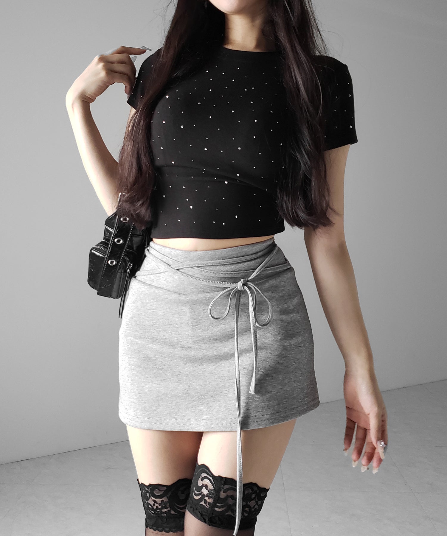 【 インパン裏地付き 】ストリングリボンミニスカート / string ribbon mini skirt