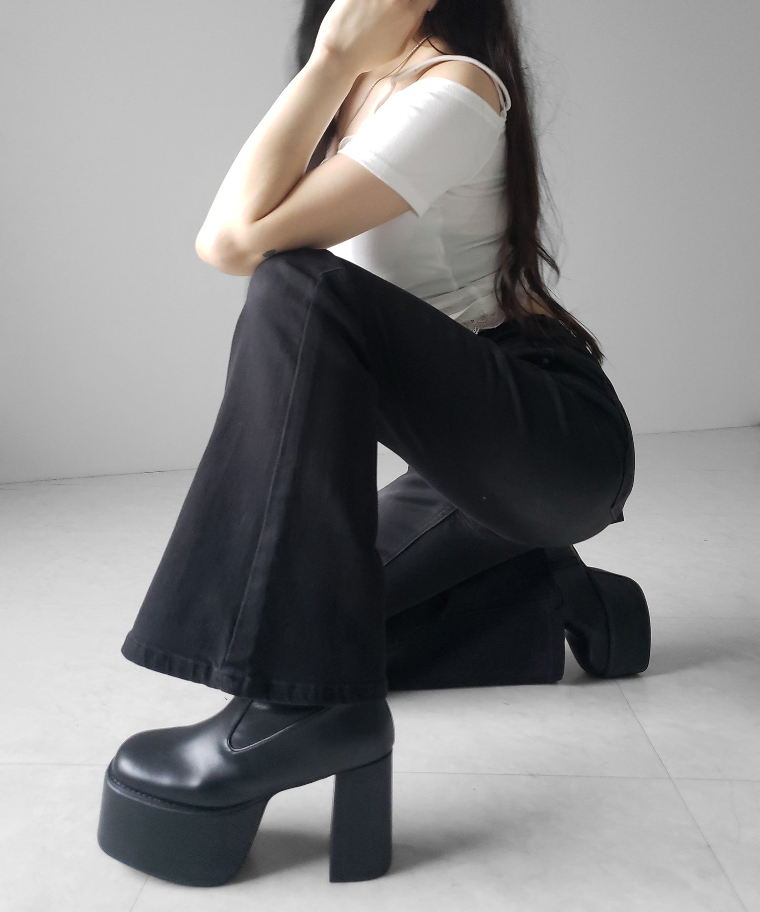 【4size 】美脚ハイウエストストレッチフレアデニム / slim leg High waist stretch flare denim