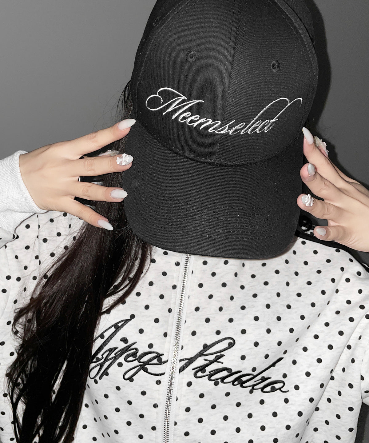 レタリングロゴ刺繍ドットラインオーバースウェットブルゾン / lettering logo embroidery dot line over sweat blouson