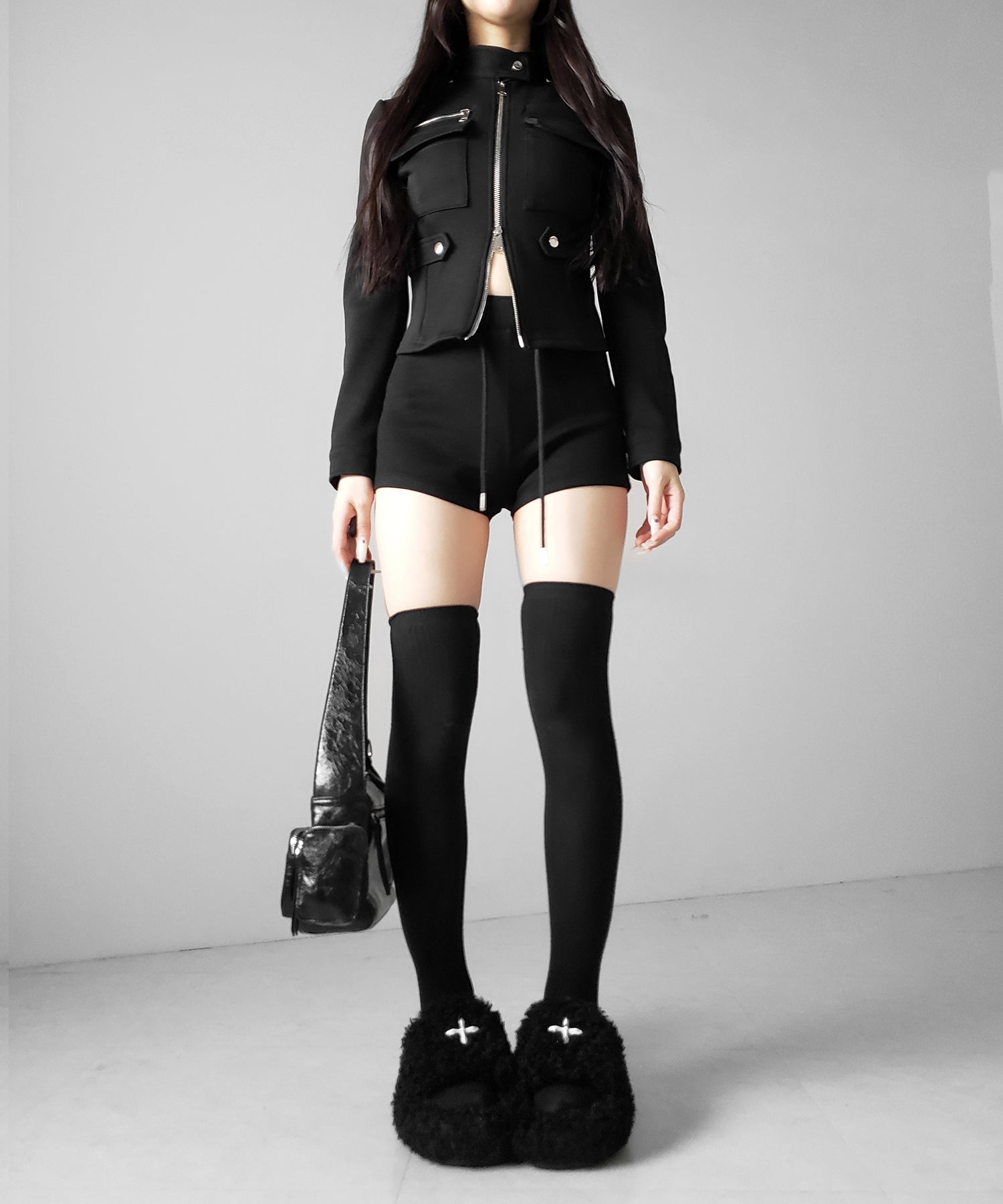 アウトポケットジップアップスリムカットジャケット / out pocket zip up slim cut jacket