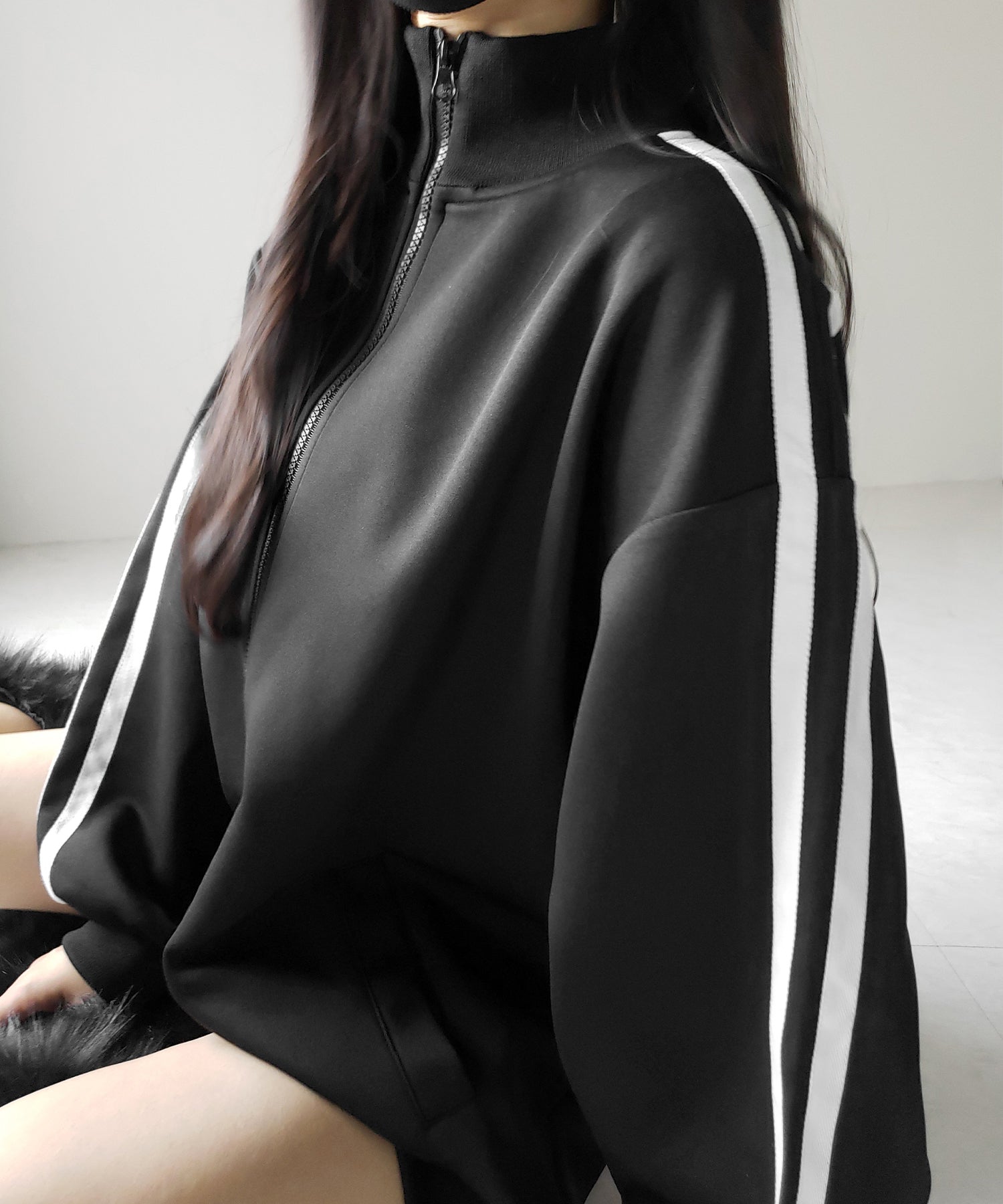 【 無地/配色を選べる2color 】サイドラインオーバーサイズトラックジャケット / sideline oversize track jacket